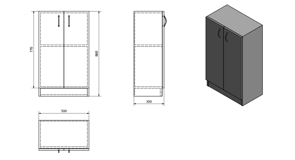 SIMPLEX ECO nízká skříňka 50x86x30cm
