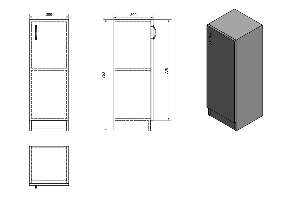 SIMPLEX ECO nízká skříňka 30x86x30cm