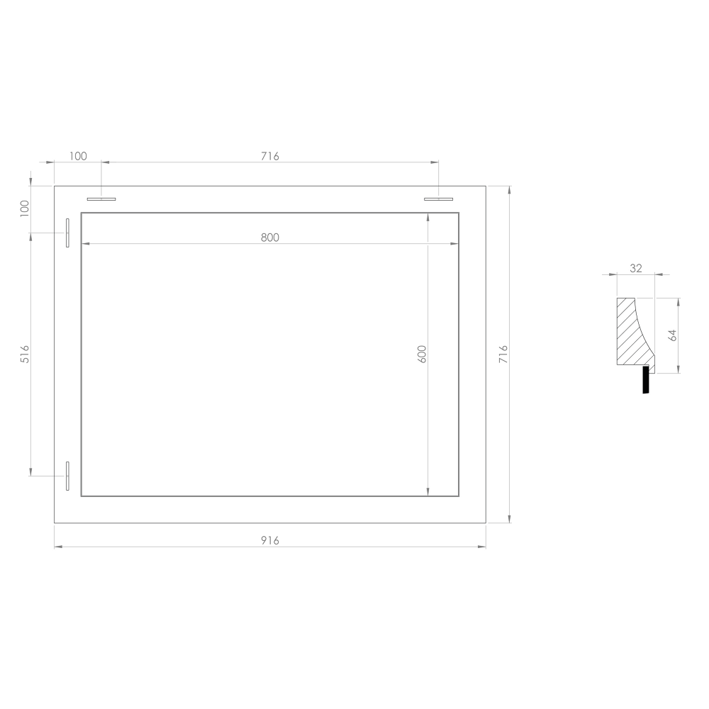 AMBIENTE zrcadlo v dřevěném rámu 720x920mm, starobílá