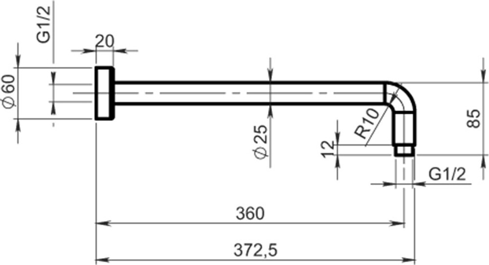 Rameno pevné sprchy 350 mm černá
